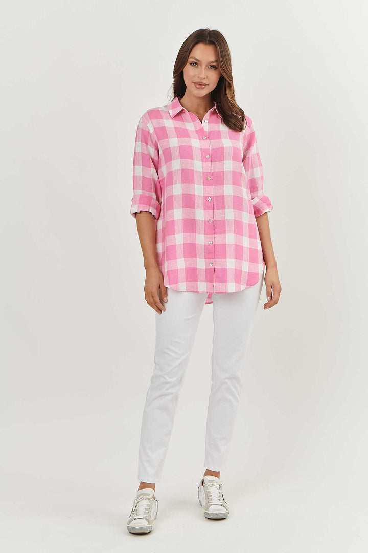 Enveloppe Linen Shirt - Madras Rose