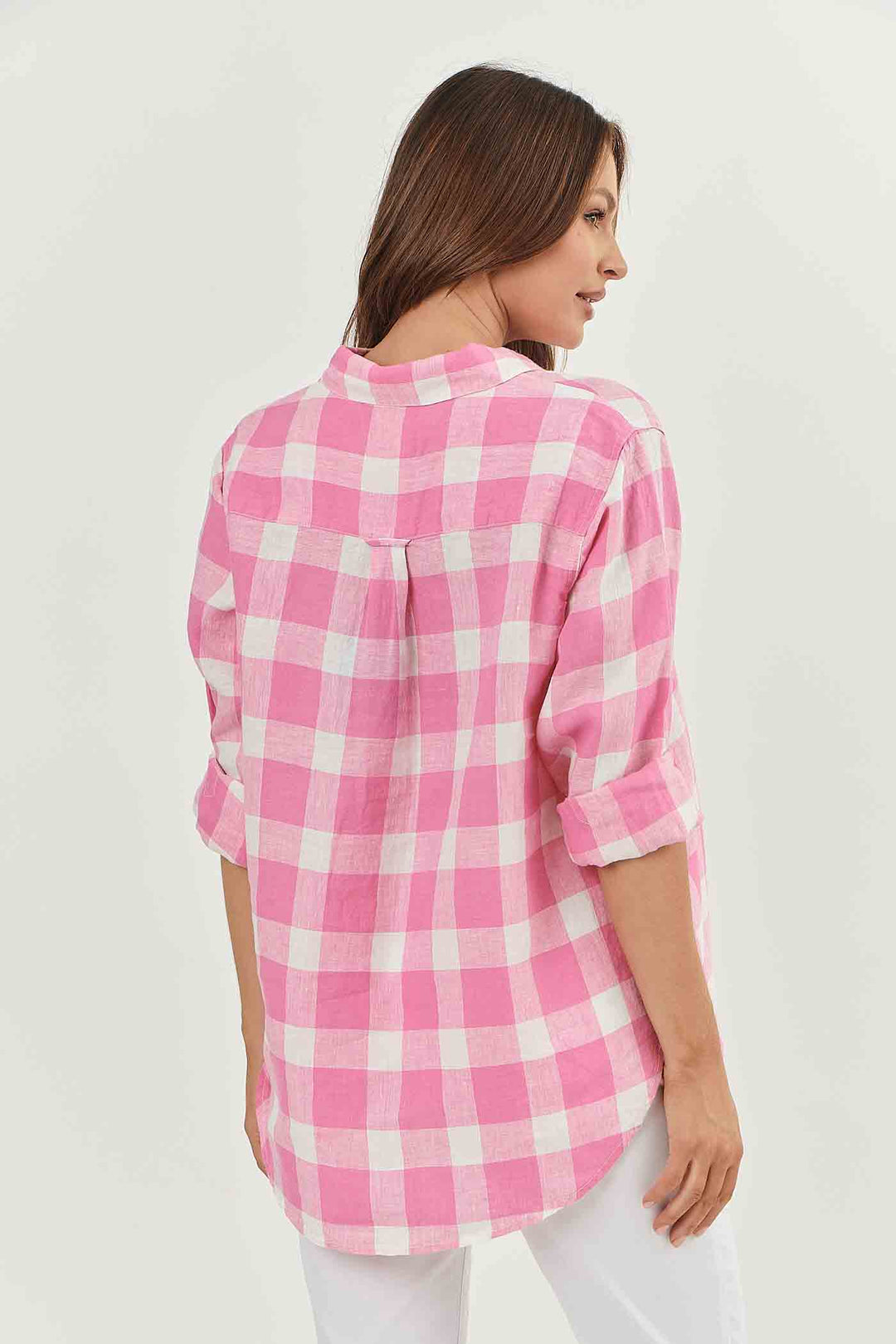 Enveloppe Linen Shirt - Madras Rose