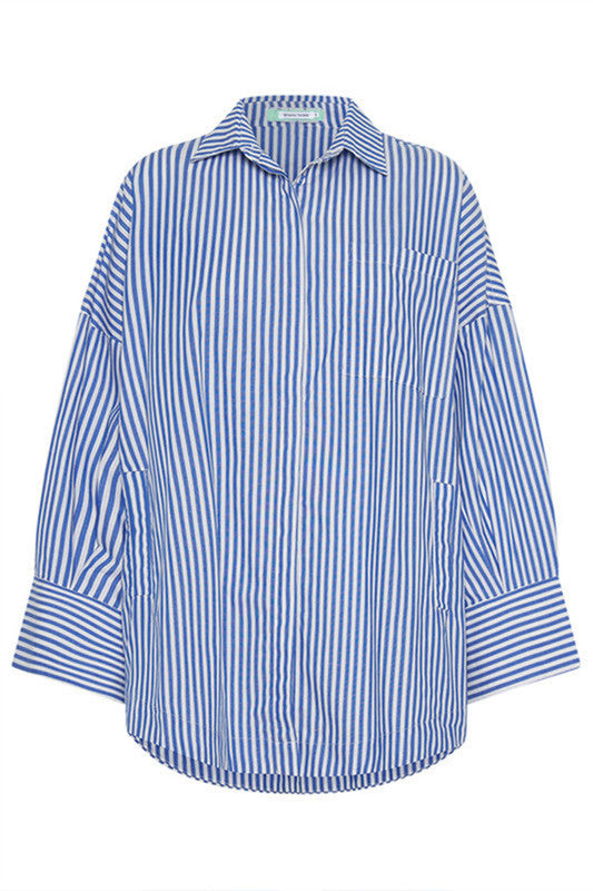 Oversized Shirt - Blue White Stripe