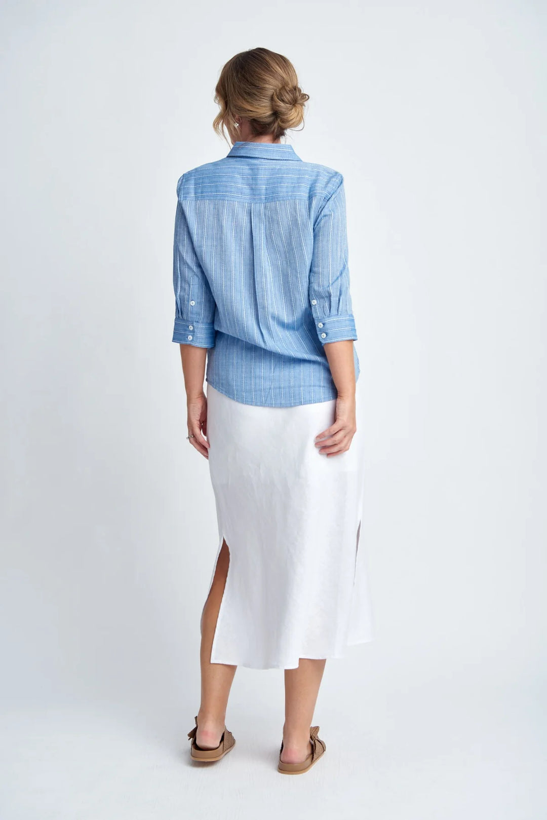 Bias Cut Linen Skirt - White