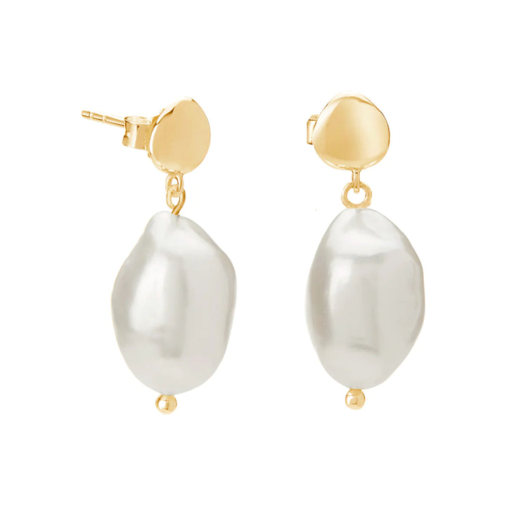 Halcyon Small Pearl Earrings - 18KT Yellow Gold