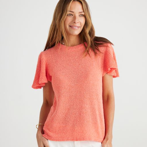 Manderly Knit Top - Mandarin Marle