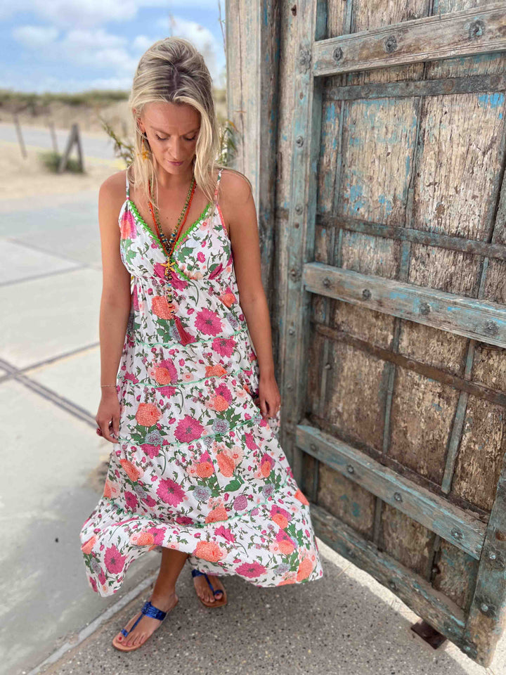 Place Du Soleil Dress 327 - Green Trim Floral