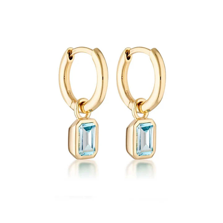 Gemme Blue Topaz Huggie Earrings - Gold