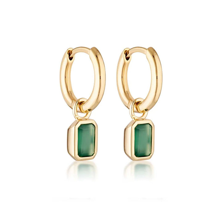 Gemme Green Onyx Huggie Earrings - Gold