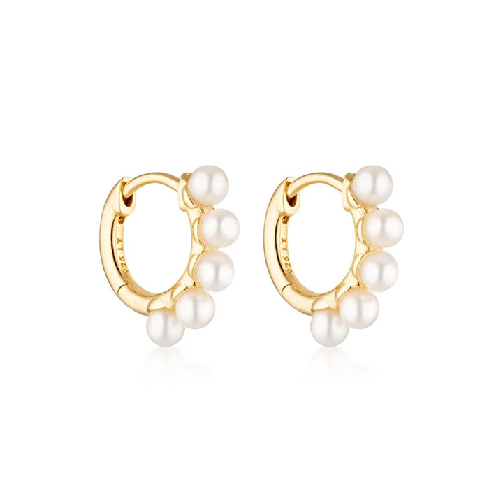 Wake Pearl Huggie Earrings - Gold