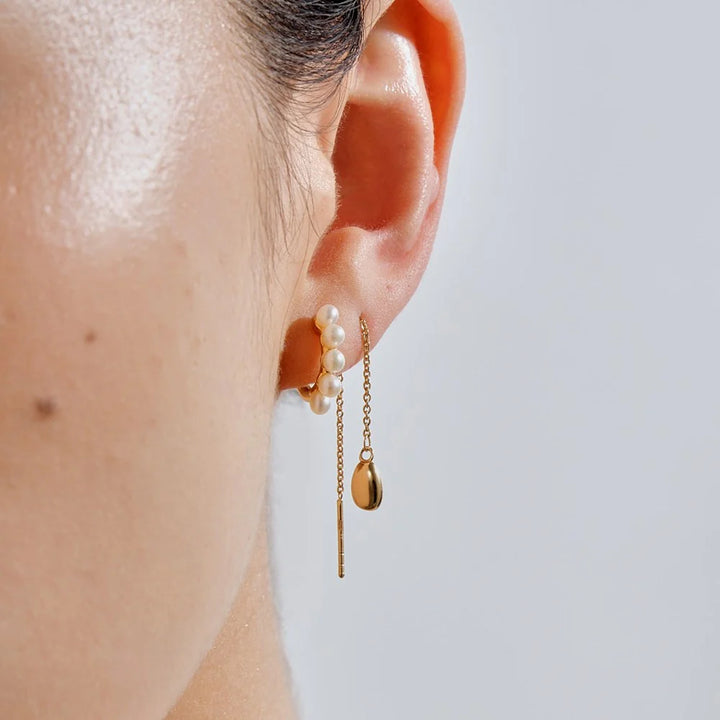 Wake Pearl Huggie Earrings - Gold