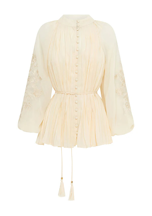 Willow Pleat Blouse - Ivory