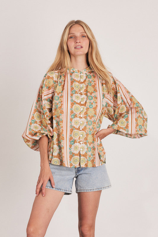 Mabel Pirate Blouse - Coral