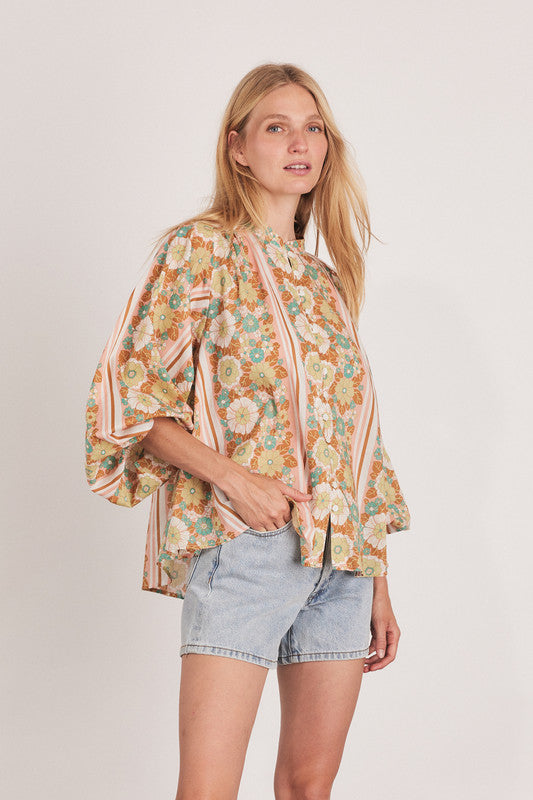 Mabel Pirate Blouse - Coral