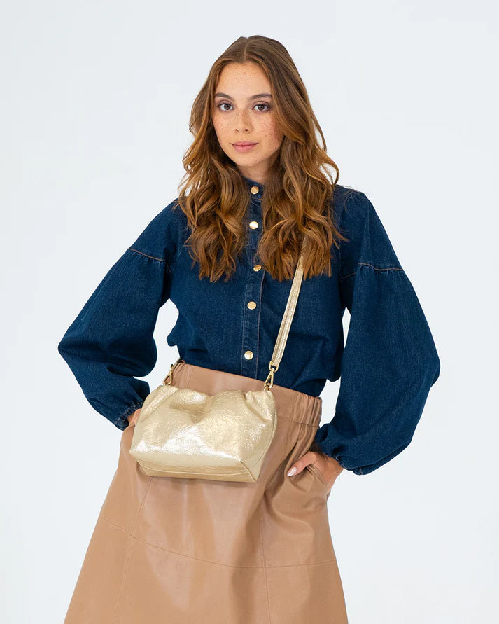 Monty Crossbody - Light Gold Crinkle