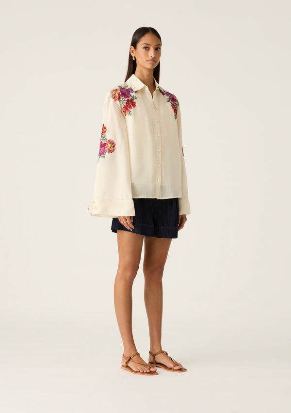 Frida Embroidery Shirt - Ivory