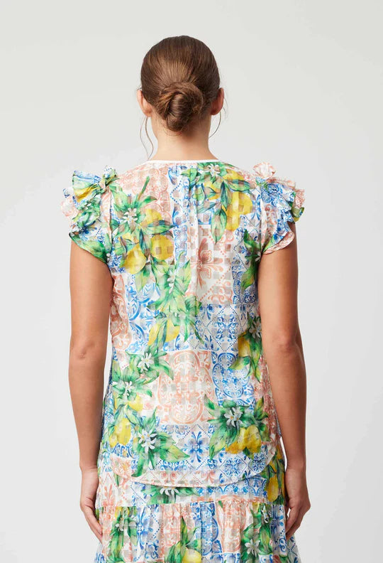 Elena Ruffle Blouse - Limonata Print