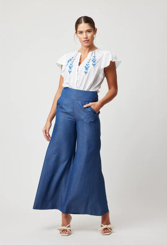 Panama Wide Leg Pant - Dark Denim