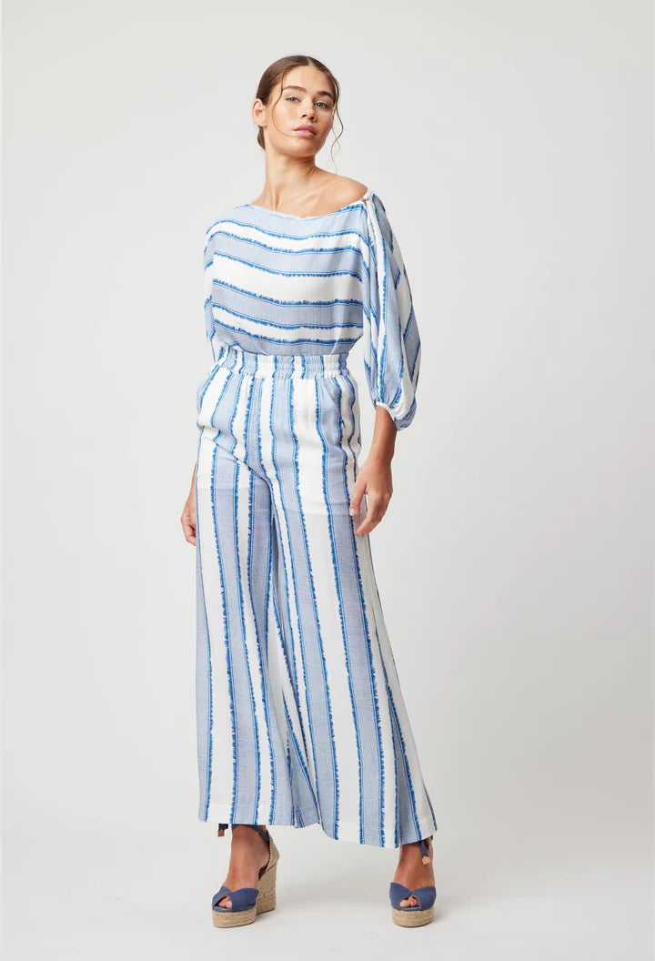 Positano Wide Leg Pant - Sorrento Stripe