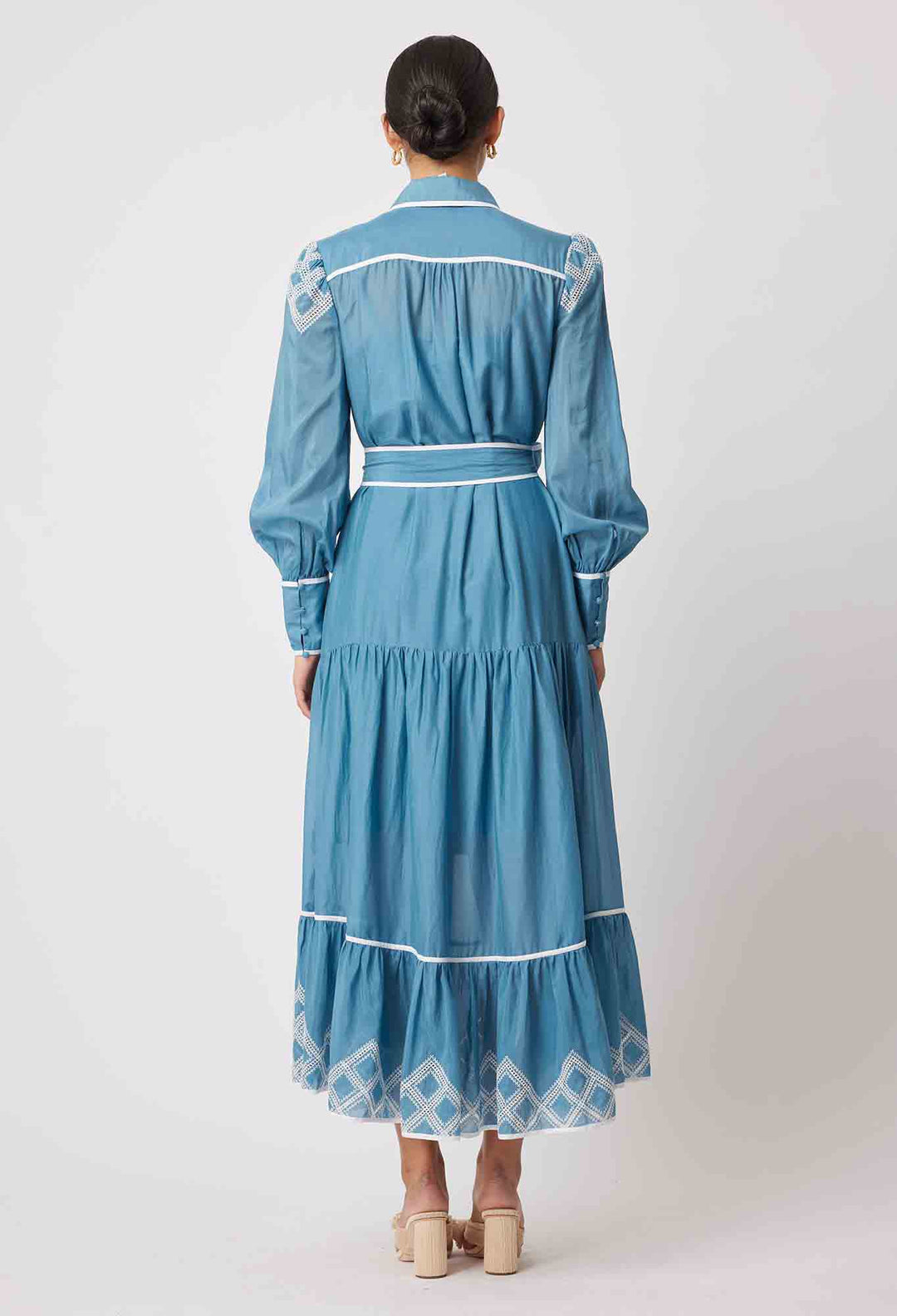 Tallitha Collared Shirt Dress - Aegean Blue