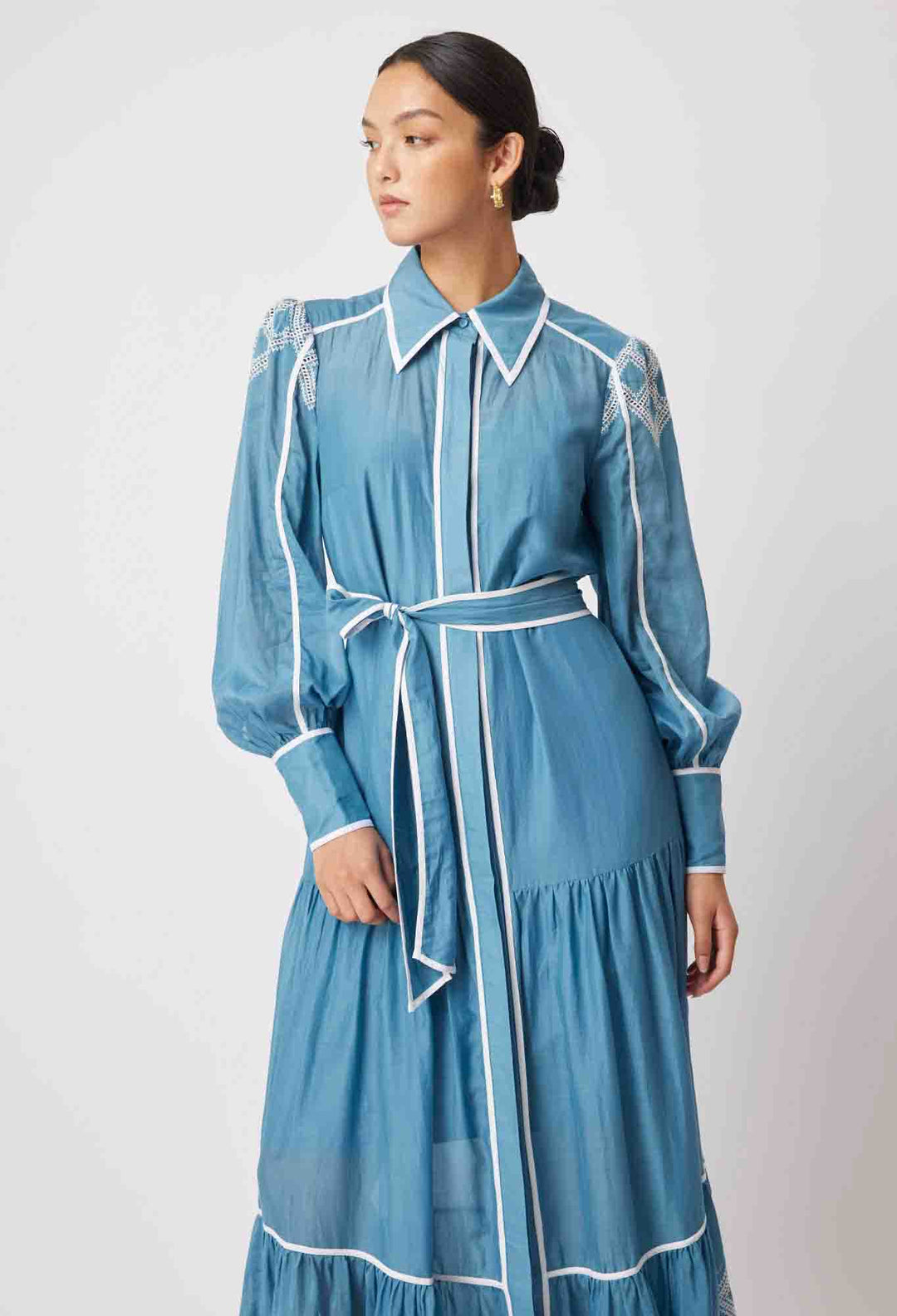 Tallitha Collared Shirt Dress - Aegean Blue