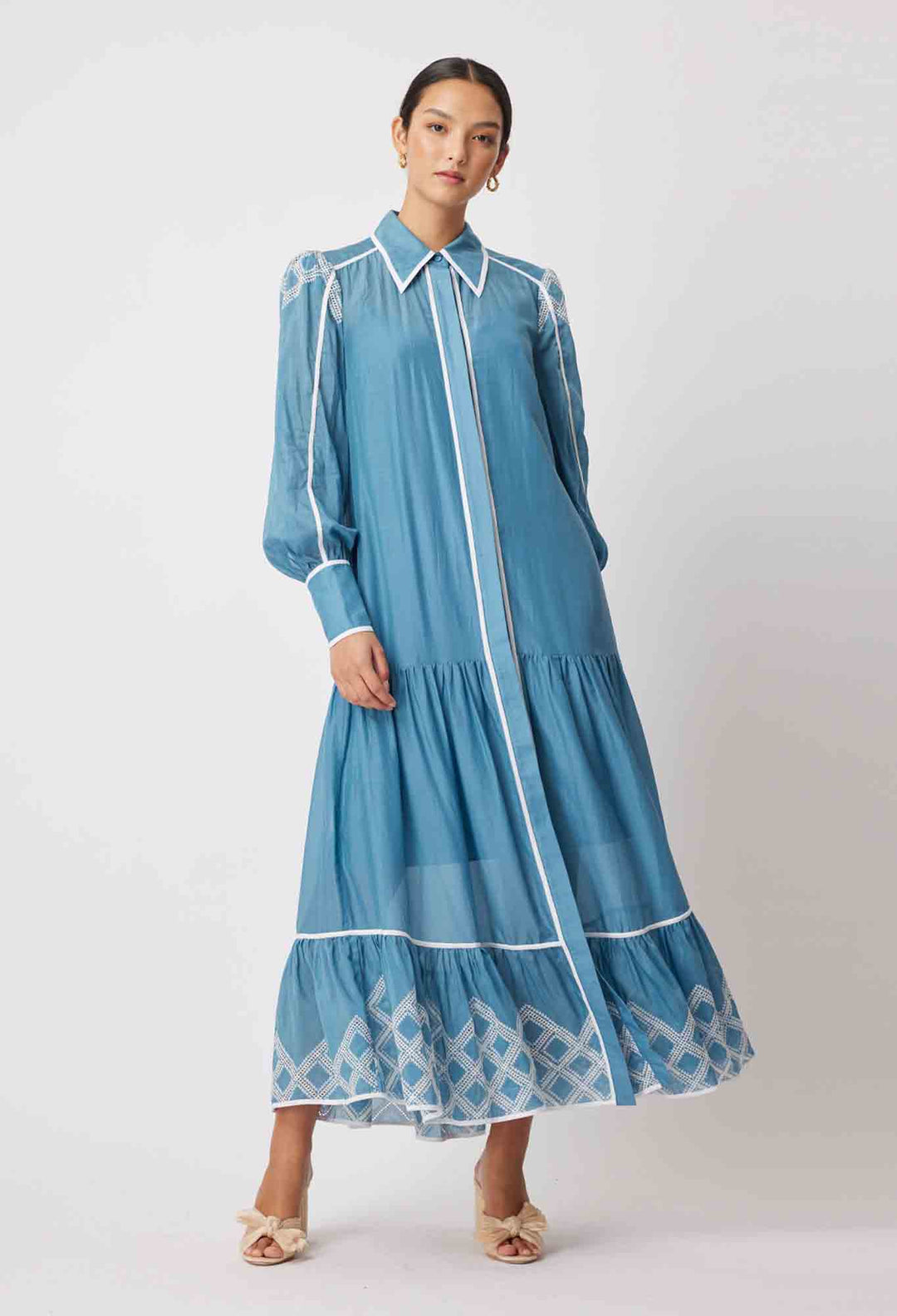 Tallitha Collared Shirt Dress - Aegean Blue