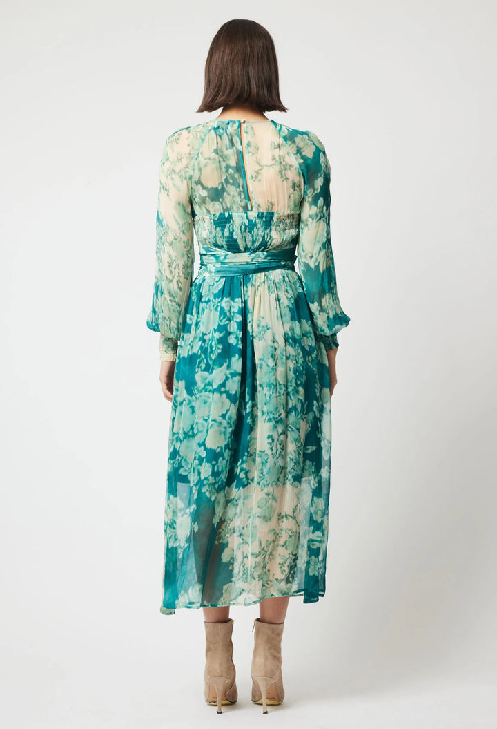 Pavillion Viscose Chiffon Dress - Jade Floral