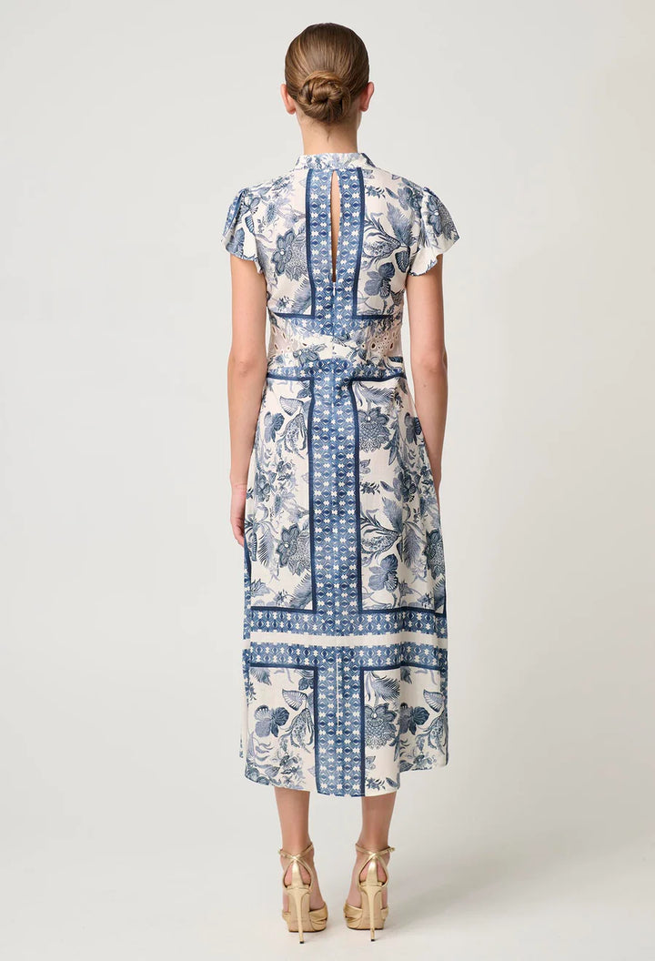 Amoya Linen Viscose Dress - Ink Flé Print