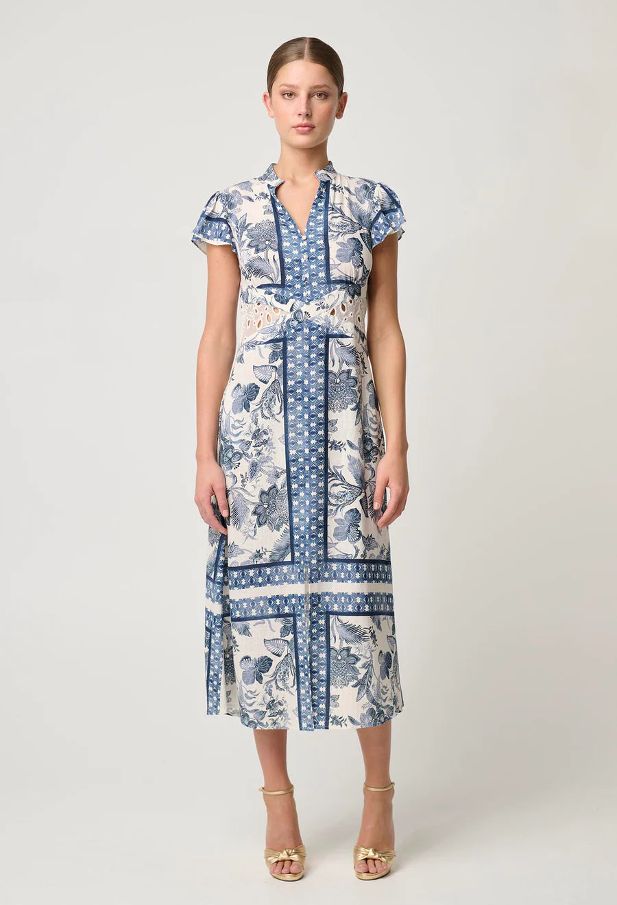 Amoya Linen Viscose Dress - Ink Flé Print