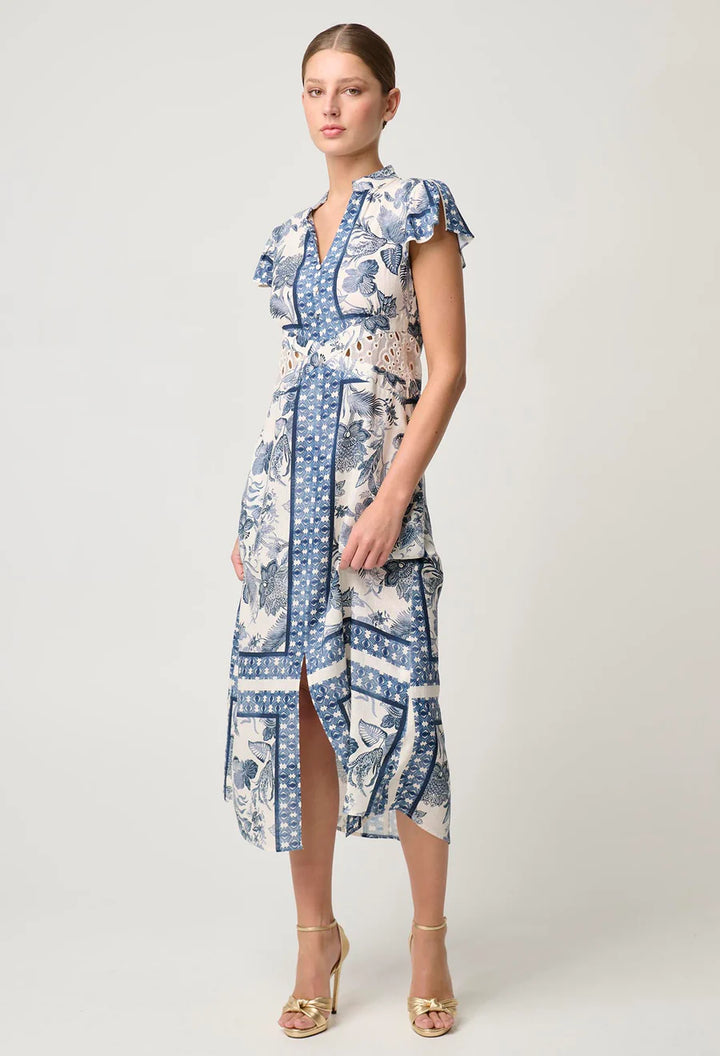 Amoya Linen Viscose Dress - Ink Flé Print