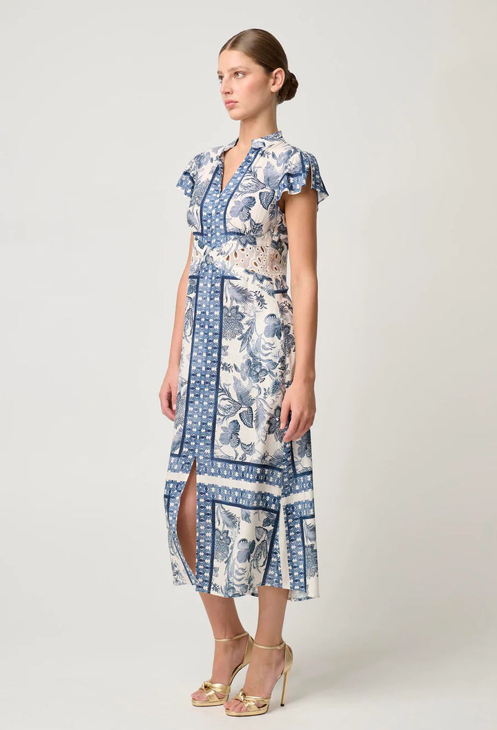 Amoya Linen Viscose Dress - Ink Flé Print