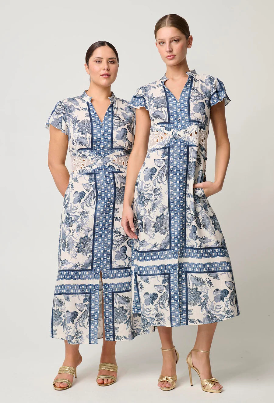 Amoya Linen Viscose Dress - Ink Flé Print