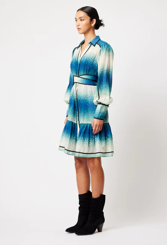 Altair Cotton Silk Short Shirt Dress - Galaxy Print