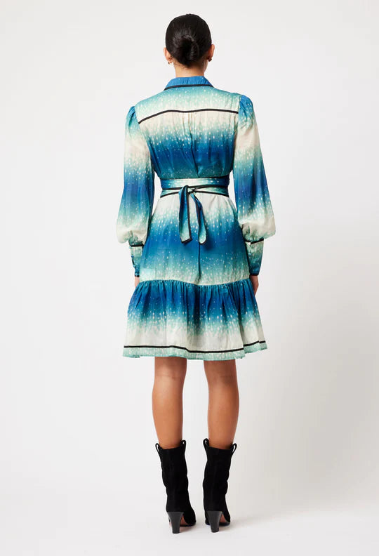 Altair Cotton Silk Short Shirt Dress - Galaxy Print