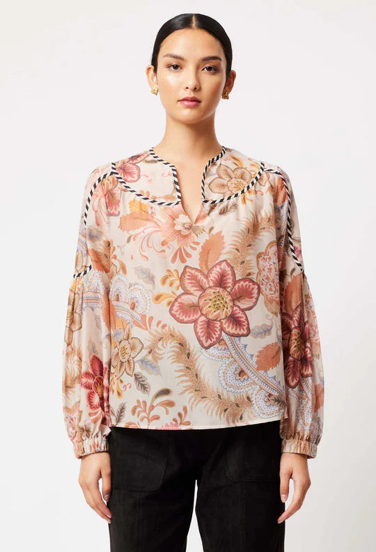 Altair Cotton Silk Top - Aries Floral