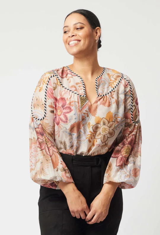 Altair Cotton Silk Top - Aries Floral