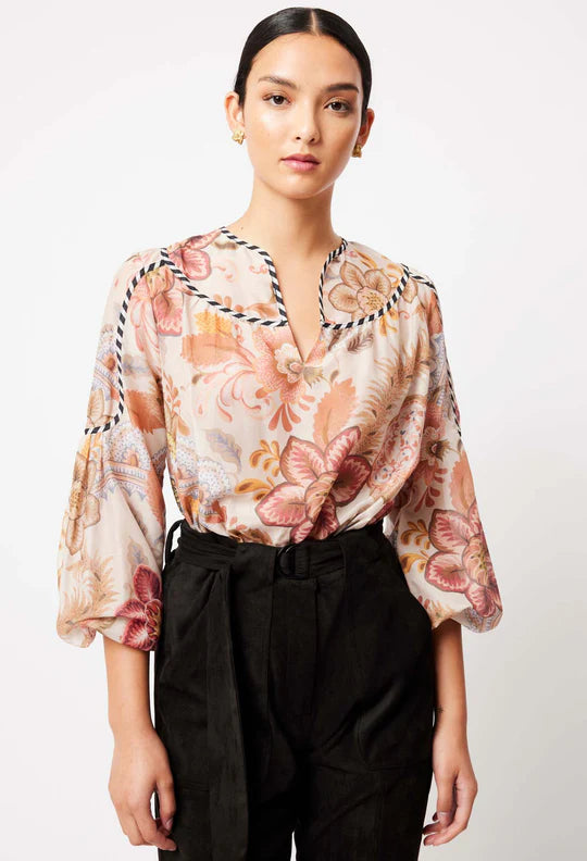 Altair Cotton Silk Top - Aries Floral