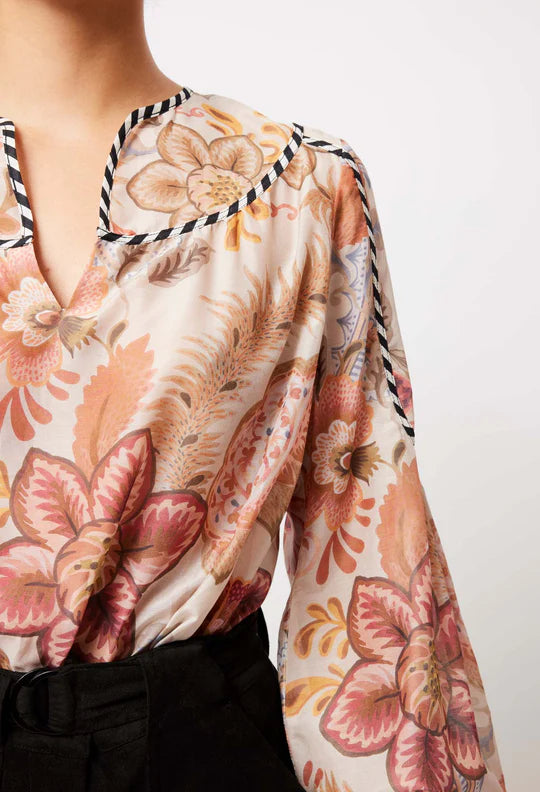 Altair Cotton Silk Top - Aries Floral