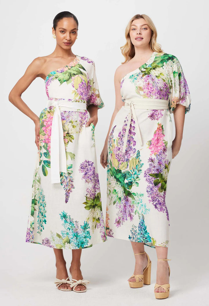 Bahia Linen Viscose Dress in Wisteria Alba