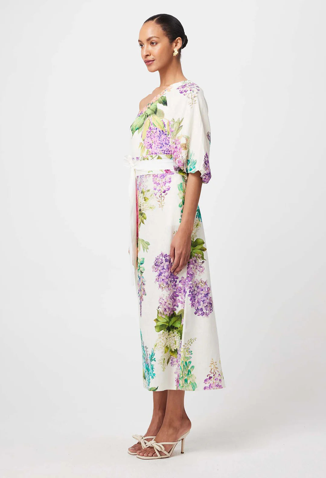 Bahia Linen Viscose Dress in Wisteria Alba