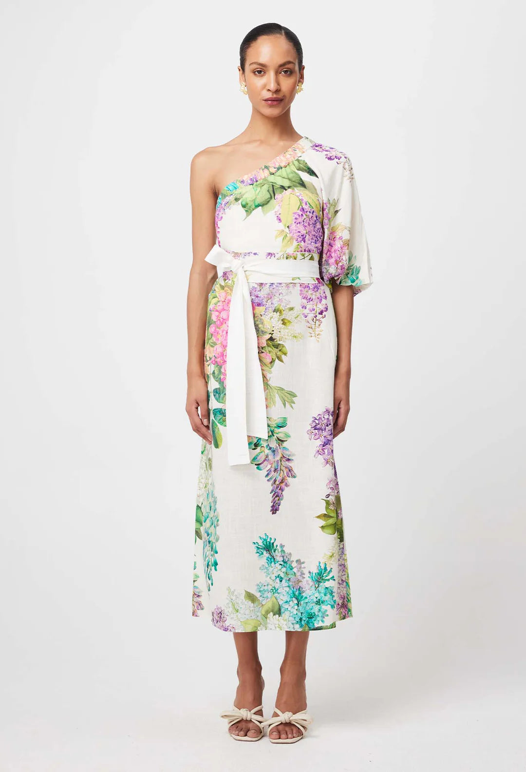 Bahia Linen Viscose Dress in Wisteria Alba