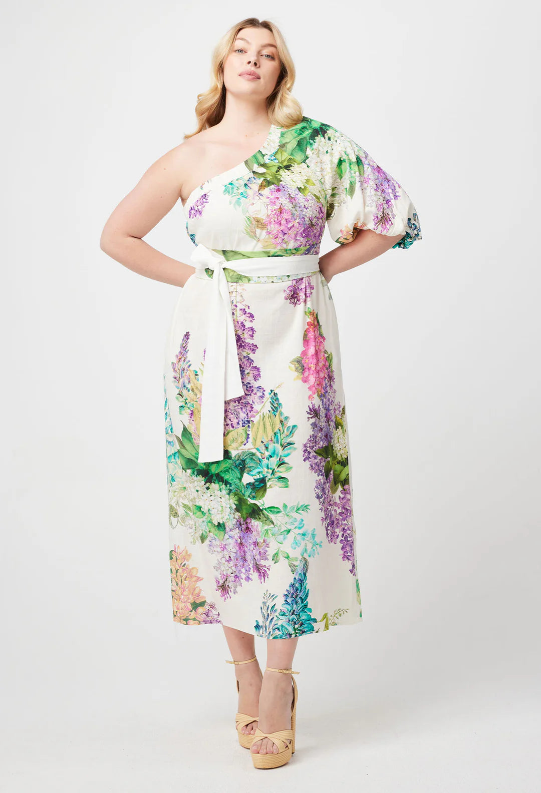 Bahia Linen Viscose Dress in Wisteria Alba