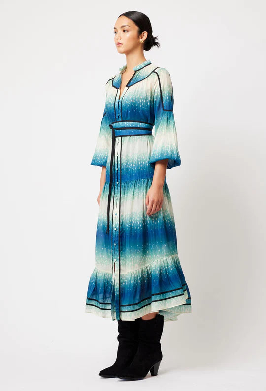 Venus Cotton Silk Maxi Dress - Galaxy Print