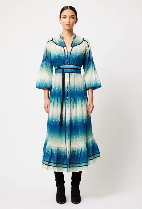 Venus Cotton Silk Maxi Dress - Galaxy Print