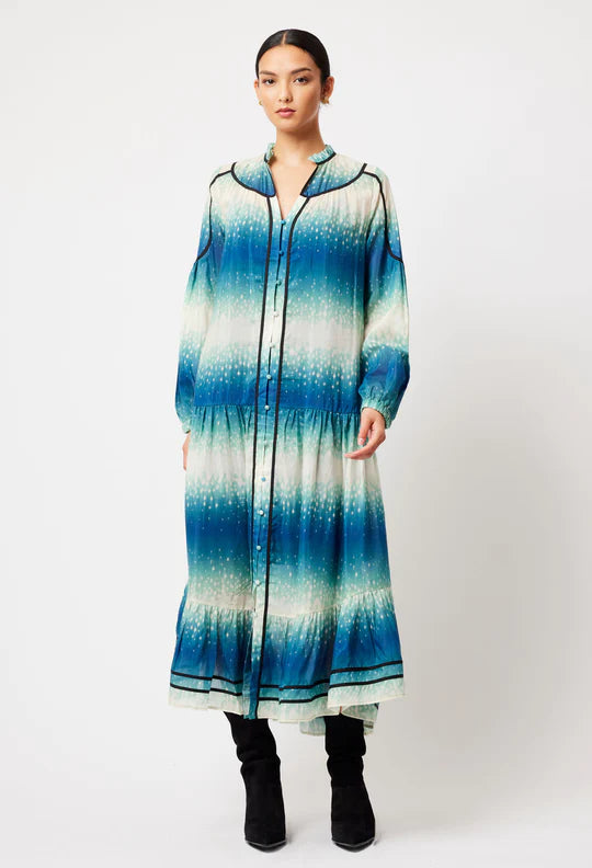 Venus Cotton Silk Maxi Dress - Galaxy Print