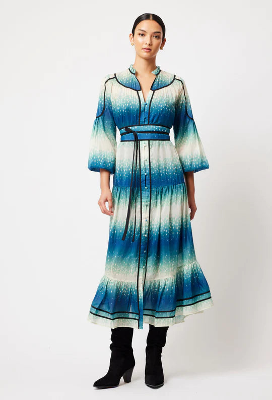 Venus Cotton Silk Maxi Dress - Galaxy Print