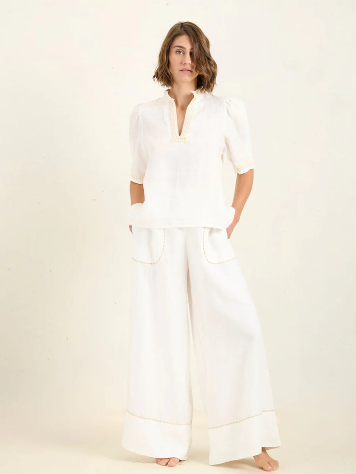 Linear Palazzo Pant - Ivory