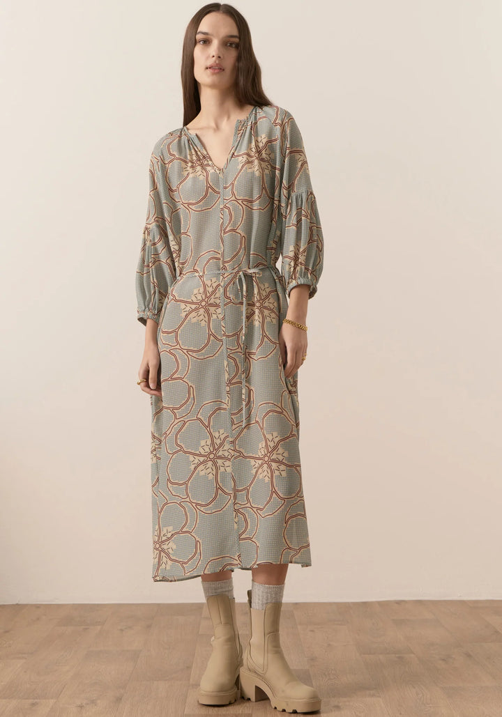 Adler Silk Belted Dress - Adler Print