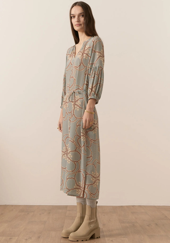 Adler Silk Belted Dress - Adler Print