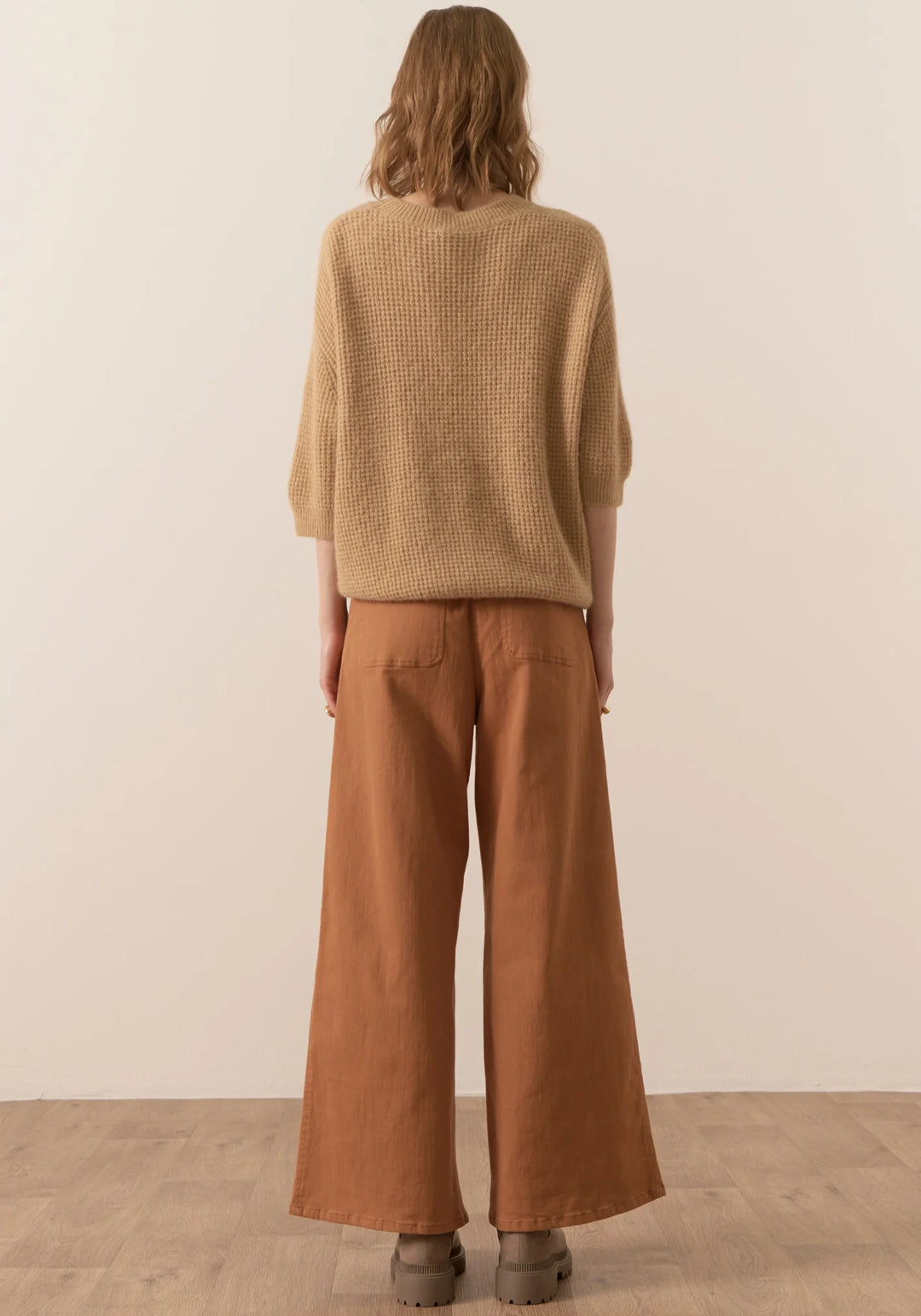 Jane Pointelle Knit Tee - Sand