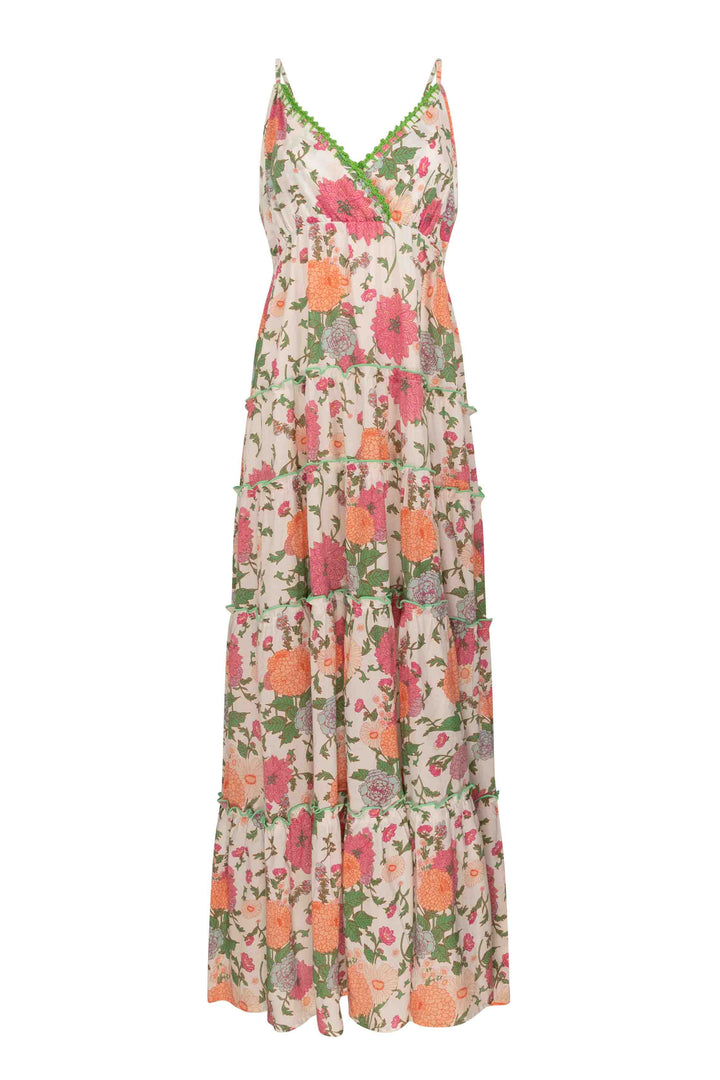 Place Du Soleil Dress 327 - Green Trim Floral