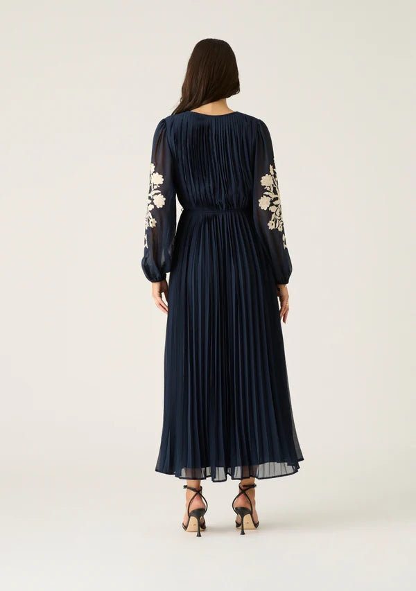 Willow Pleat Maxi Dress - Navy