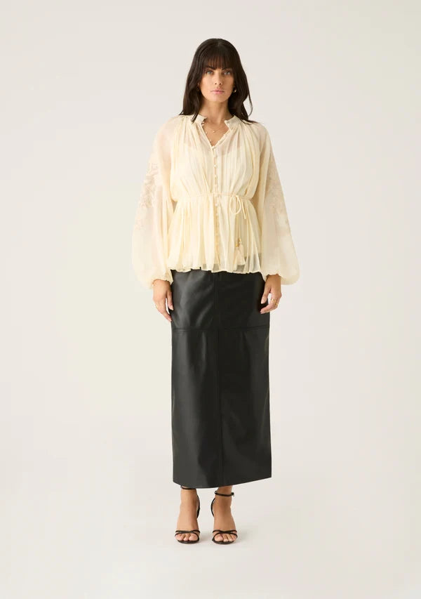 Willow Pleat Blouse - Ivory