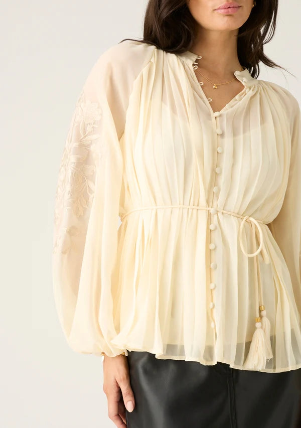 Willow Pleat Blouse - Ivory